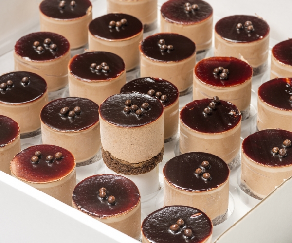 Bavarois dessert pure chocolade mousse met chocolade biscuitbodem